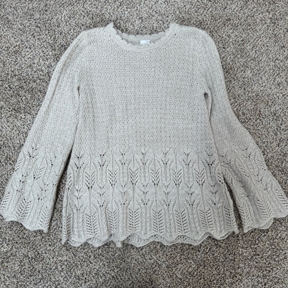 Cupio Beige Knit Sweater with Bell Sleeves - Picture 1 of 4